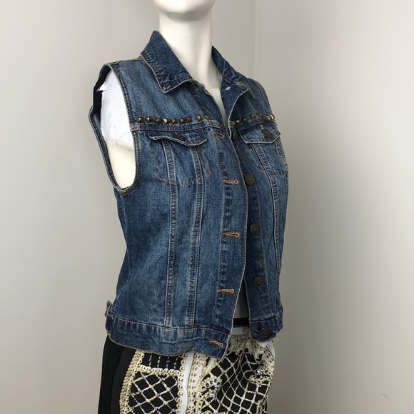 BDG Urban Outfitters Blue Denim Studded Jean Vest Size S - Picture 5 of 15